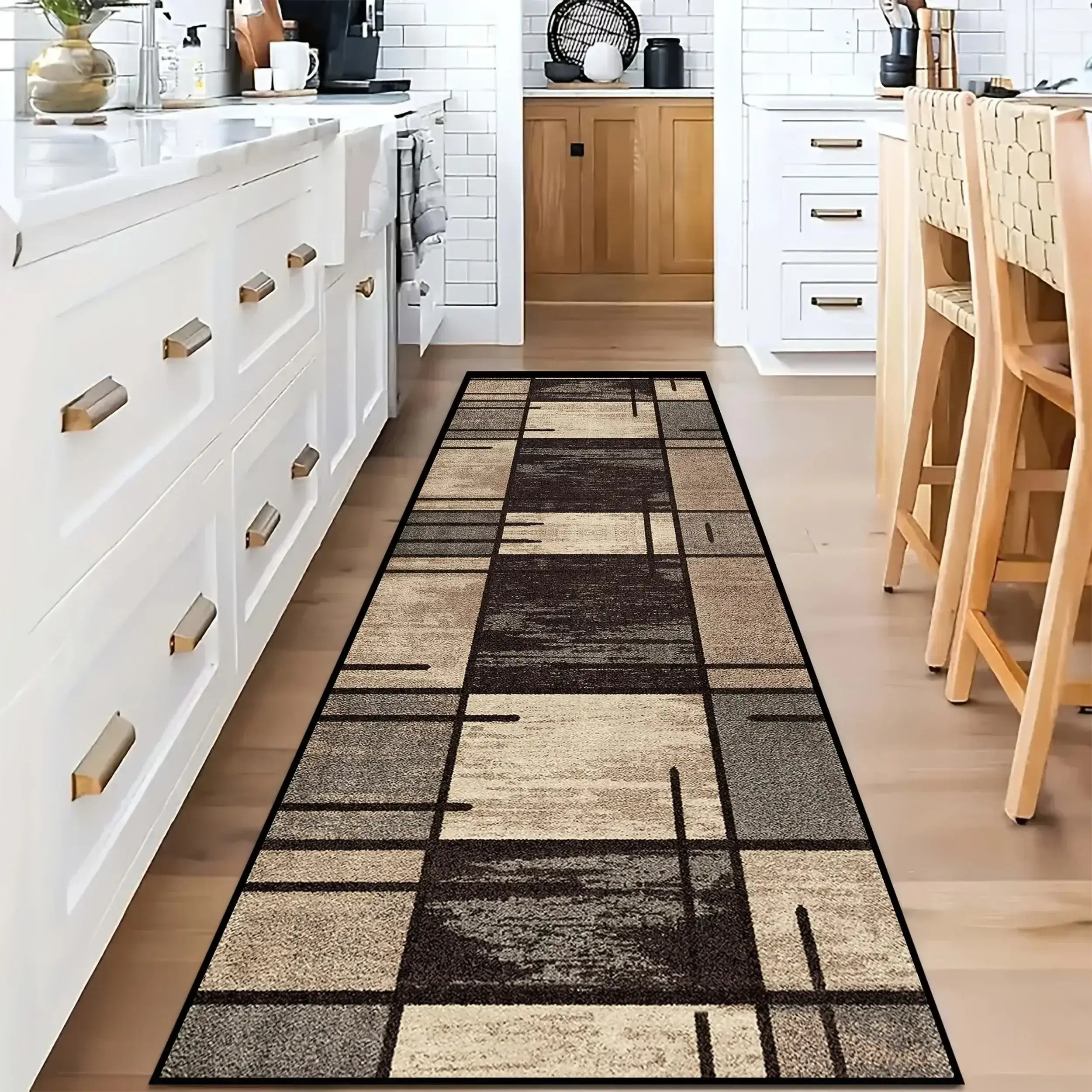 Tapis Long Cuisine Antidérapant | Runner Moderne Résistant moderne
