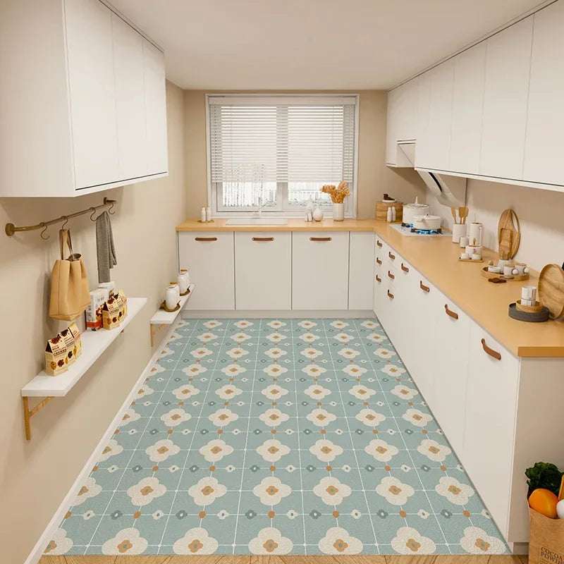 Tapis Vinyle Cuisine Effet Carreaux de Ciment | Antidérapant & Imperméable moderne
